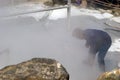Boiling eggs in the sulphurous vapor, Owakudani, Japan