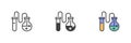 Boiling flask with a test tube different style icon set
