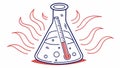 Boiling Flask with Thermometer Vector Outline, Chemistry Experiment, vector design Generative AI Royalty Free Stock Photo