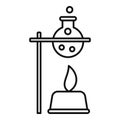 Boiling flask under fire icon, outline style