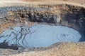 Boiling mud pool in Namafjall Hverir Geothermal Area - Iceland Royalty Free Stock Photo