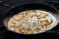 Boiling oil or grease in skillet Royalty Free Stock Photo