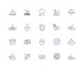 Boiling line icons collection. Temperature, Heat, Bubble, Steam, Boil-over, Boilerman, Pressure vector and linear