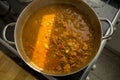 Boiling pot of Chraime, a traditional sephardic north African soup Royalty Free Stock Photo