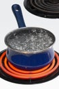 Boiling Pot of Water On Stove Top Vertical Royalty Free Stock Photo