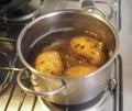 Boiling potato in saucepan Royalty Free Stock Photo