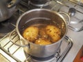 Boiling potato in saucepan Royalty Free Stock Photo