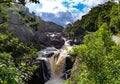 A boiling river with a waterfall in the rainforest Royalty Free Stock Photo