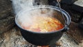 Boiling soup in a cauldron