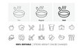 Cooking line icons. Boiling time, Frying pan and Kitchen utensils. Linear set. Line icons. Vector Royalty Free Stock Photo