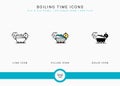 Boiling time icons set vector illustration with solid icon line style. Kitchen utensils concept. Royalty Free Stock Photo