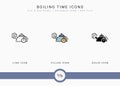 Boiling time icons set vector illustration with solid icon line style. Kitchen utensils concept. Royalty Free Stock Photo