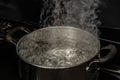 Boiling Water In Dutch Oven On Stove Royalty Free Stock Photo
