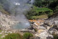 Boiling water and hot steam venting from Caldeira Grande Big boiler in small town Furnas, SÃÂ£o Miguel island in Azores