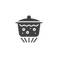 Boiling water in pan icon vector