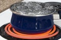 Boiling Water In Stove Top Pot Royalty Free Stock Photo