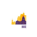 Boise city emblem. Colorful buildings.