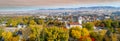 Boise City skyline with train depot and fall trees Royalty Free Stock Photo