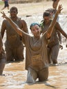 Woman celebrates her fun time at The Dirty Dash Royalty Free Stock Photo