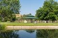 Dog Island dog park sign, an off-leash dog area at Ann Morrison Park Royalty Free Stock Photo