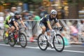 Man leading a pack of riders during a race