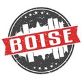 Boise Idaho Round Travel Stamp Icon Skyline City Design Seal Badge Illustration.