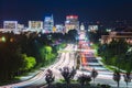 Boise,idaho,usa 2017/06/15 : Boise cityscape at night with traffic light.