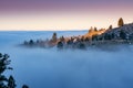 Bogus Basin road leads into the fog of an inversion over Boise Royalty Free Stock Photo