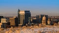 Boise skyline with foothills with snow in the early morning