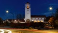 Boise train depot blue hour with street lights