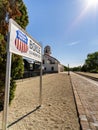 Boise train depot with tracks and sign Royalty Free Stock Photo
