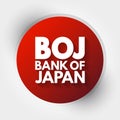 BOJ - Bank Of Japan acronym, business concept background