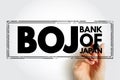 BOJ - Bank Of Japan acronym text stamp, business concept background