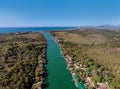 Bojana river and Ada Island in Ulcinj, Montenegro