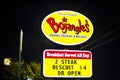 Bojangles Restaurant Street sign at night