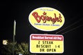 Bojangles Restaurant Street sign at night