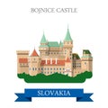 Bojnice Castle in Slovakia flat vector attraction sight landmark