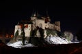 Bojnice castle in winter night