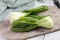 Bok choy, or pak choi on a cutting board Royalty Free Stock Photo