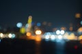 Bokeh abstract background of skyscraper buildings in Bangkok city, Thailand with lights, Blurry photo at night time. Cityscape Royalty Free Stock Photo