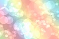 Bokeh in abstract rainbow gradient pastel background.