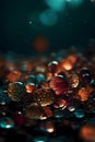 Bokeh background with bright glowing lights and water droplets Royalty Free Stock Photo