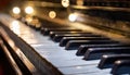 A bokeh background enhances old piano keys. Generated with AI Royalty Free Stock Photo