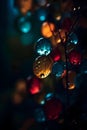 Bokeh background with bright glowing lights and water droplets Royalty Free Stock Photo