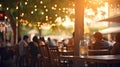 Bokeh background of Street Bar beer restaurant, outdoor in asia, People sit chill out and hang out dinner and listen to music