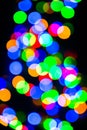 Bokeh of blurred Christmas lights - all colours - green, blue, orange, white, red Royalty Free Stock Photo