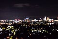 Bokeh blurred city view in Seoul, South Korea. Landscape blurred in night of Seoul Royalty Free Stock Photo