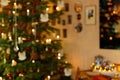 Bokeh Christmas Room Scenery with Bevelled Crystal in Foreground Royalty Free Stock Photo