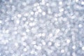 Bokeh circle with silver sparkles background. Grey glitter backdrop. Monochrome