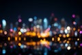 Bokeh city lights craft a mesmerizing, abstract nocturnal cityscape spectacle